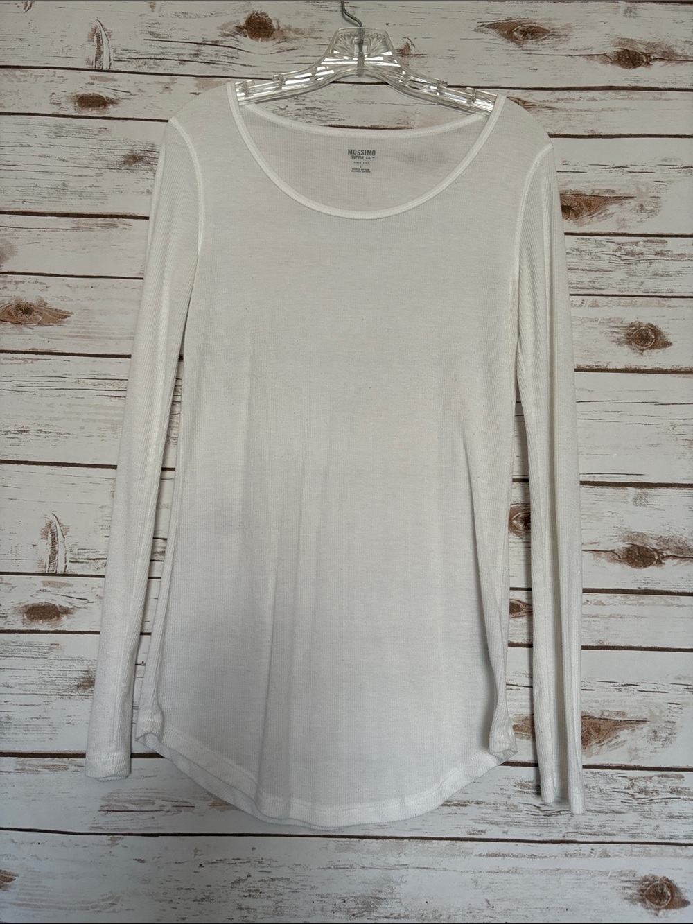 Mossimo Supply Co. Women's Long Sleeve Scoop Neck Top - White